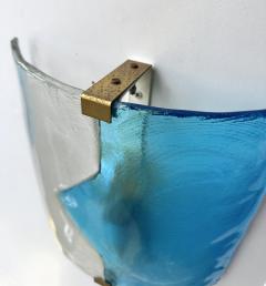 ITRE Pair of Sconces Blue Murano Glass by I TRE Italy 1970s - 4209556