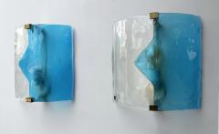 ITRE Pair of Sconces Blue Murano Glass by I TRE Italy 1970s - 4209557