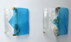 ITRE Pair of Sconces Blue Murano Glass by I TRE Italy 1970s - 4209560