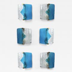 ITRE Pair of Sconces Blue Murano Glass by I TRE Italy 1970s - 4209988