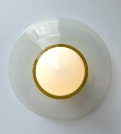 ITRE Pair of Sconces Opal Murano Glass Disc by I TRE Italy 1970s - 4202485