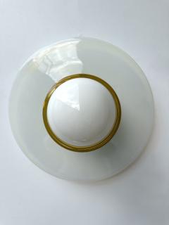 ITRE Pair of Sconces Opal Murano Glass Disc by I TRE Italy 1970s - 4202487