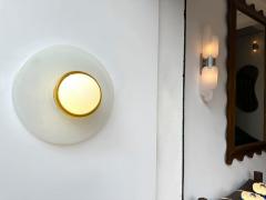 ITRE Pair of Sconces Opal Murano Glass Disc by I TRE Italy 1970s - 4202488
