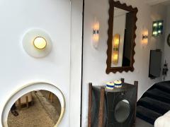 ITRE Pair of Sconces Opal Murano Glass Disc by I TRE Italy 1970s - 4202489