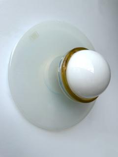 ITRE Pair of Sconces Opal Murano Glass Disc by I TRE Italy 1970s - 4202490
