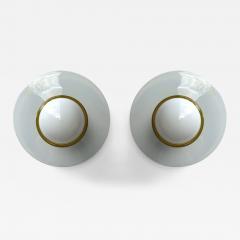 ITRE Pair of Sconces Opal Murano Glass Disc by I TRE Italy 1970s - 4204216
