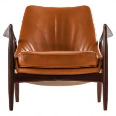 Ib Kofod Larsen Afromosia Leather Easy Chair by Ib Kofod Larsen 1950s - 4507682