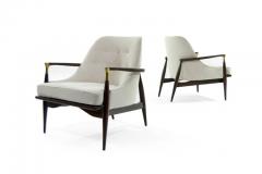 Ib Kofod Larsen Danish Modern Brass Accented Lounge Chairs in the Style of Ib Kofod Larsen - 377240