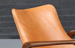 Ib Kofod Larsen Danish Modern Leather Sculpted Lounge Chairs by Ib Kofod Larsen - 4711448