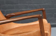 Ib Kofod Larsen Danish Modern Leather Sculpted Lounge Chairs by Ib Kofod Larsen - 4711450