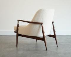 Ib Kofod Larsen IB Kofod Larsen Style Modern Lounge Chairs in Walnut Boucl C 1950s - 4580056