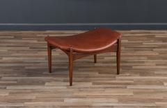 Ib Kofod Larsen Ib Kofod Larsen Cognac Leather Stool for Selig - 3673487