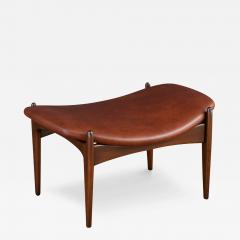 Ib Kofod Larsen Ib Kofod Larsen Cognac Leather Stool for Selig - 3675899