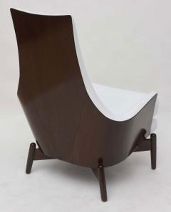 Ib Kofod Larsen Ib Kofod Larsen Danish Modern Dark Walnut and White Upholstery Armchair - 4274001