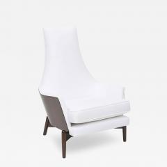 Ib Kofod Larsen Ib Kofod Larsen Danish Modern Dark Walnut and White Upholstery Armchair - 4289869
