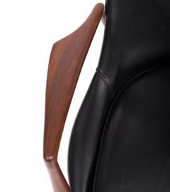 Ib Kofod Larsen Ib Kofod Larsen High Back Seal Chair in Teak and Black Leather for OPE 1960s - 3813980