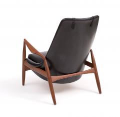 Ib Kofod Larsen Ib Kofod Larsen High Back Seal Chair in Teak and Black Leather for OPE 1960s - 3813989