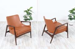 Ib Kofod Larsen Ib Kofod Larsen Leather Sculpted Lounge Chairs for Selig - 2241695