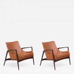 Ib Kofod Larsen Ib Kofod Larsen Leather Sculpted Lounge Chairs for Selig - 2244396