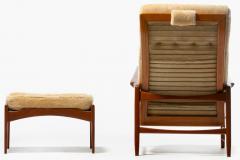 Ib Kofod Larsen Ib Kofod Larsen Palomino Sheepskin Walnut Reclining Lounge Chair Ottoman - 2435804