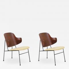 Ib Kofod Larsen Ib Kofod Larsen Penguin Iron Leather Lounge Chairs for Selig - 2221730