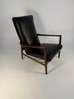 Ib Kofod Larsen Ib Kofod Larsen Recliner and Ottoman for Selig in Black Italian Leather - 4309147