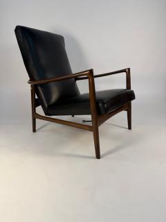 Ib Kofod Larsen Ib Kofod Larsen Recliner and Ottoman for Selig in Black Italian Leather - 4309150