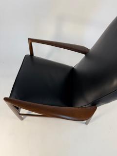 Ib Kofod Larsen Ib Kofod Larsen Recliner and Ottoman for Selig in Black Italian Leather - 4309151