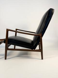 Ib Kofod Larsen Ib Kofod Larsen Recliner and Ottoman for Selig in Black Italian Leather - 4309155