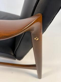Ib Kofod Larsen Ib Kofod Larsen Recliner and Ottoman for Selig in Black Italian Leather - 4309157