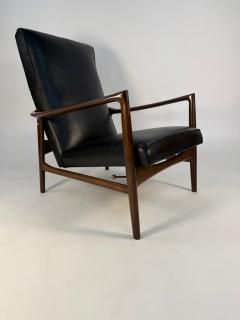 Ib Kofod Larsen Ib Kofod Larsen Recliner and Ottoman for Selig in Black Italian Leather - 4309158