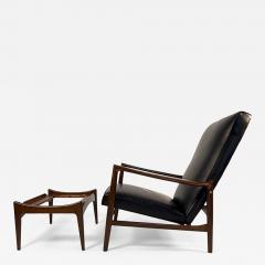 Ib Kofod Larsen Ib Kofod Larsen Recliner and Ottoman for Selig in Black Italian Leather - 4310085