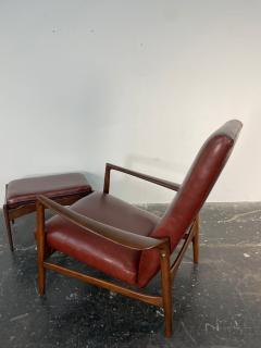 Ib Kofod Larsen Ib Kofod Larsen Recliner and Ottoman for Selig in Oxblood Italian Leather - 3973898