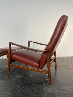 Ib Kofod Larsen Ib Kofod Larsen Recliner and Ottoman for Selig in Oxblood Italian Leather - 3973901