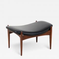 Ib Kofod Larsen Ib Kofod Larsen Sculpted Leather Stool for Selig - 2885714