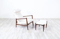 Ib Kofod Larsen Ib Kofod Larsen Sculptural Reclining Lounge Chair with Ottoman for Selig - 3257980