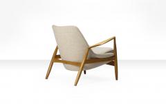 Ib Kofod Larsen Ib Kofod Larsen Seal Lounge Chair in Light Linen Blend Fabric Sweden 1950s - 727388