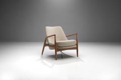 Ib Kofod Larsen Ib Kofod Larsen Seal Lounge Chair in Light Linen Blend Fabric Sweden 1950s - 1316291