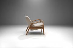 Ib Kofod Larsen Ib Kofod Larsen Seal Lounge Chair in Light Linen Blend Fabric Sweden 1950s - 1316292