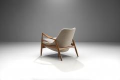 Ib Kofod Larsen Ib Kofod Larsen Seal Lounge Chair in Light Linen Blend Fabric Sweden 1950s - 1316293