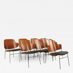Ib Kofod Larsen Kofod Larsen Penguin Wrought Iron and Bent Plywood Dining Chairs Set of 8 - 2584639