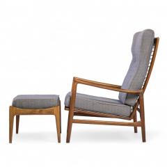Ib Kofod Larsen Kofod Larsen for Selig Mid Century Danish Walnut Lounge Chair and Ottoman - 4417162
