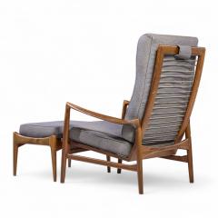 Ib Kofod Larsen Kofod Larsen for Selig Mid Century Danish Walnut Lounge Chair and Ottoman - 4417164