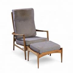 Ib Kofod Larsen Kofod Larsen for Selig Mid Century Danish Walnut Lounge Chair and Ottoman - 4417167