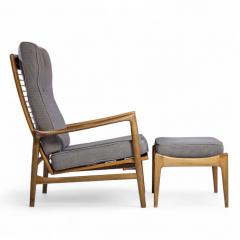Ib Kofod Larsen Kofod Larsen for Selig Mid Century Danish Walnut Lounge Chair and Ottoman - 4417168