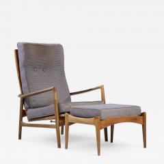 Ib Kofod Larsen Kofod Larsen for Selig Mid Century Danish Walnut Lounge Chair and Ottoman - 4419315