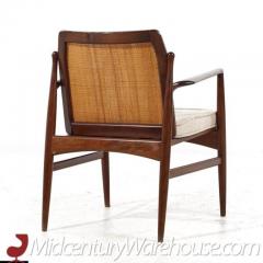 Ib Kofod Larsen Kofod Larsen for Selig Mid Century Walnut and Cane Lounge Chairs Pair - 3358839