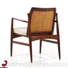 Ib Kofod Larsen Kofod Larsen for Selig Mid Century Walnut and Cane Lounge Chairs Pair - 3358929
