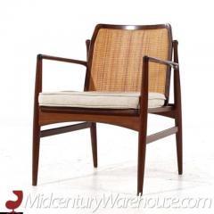 Ib Kofod Larsen Kofod Larsen for Selig Mid Century Walnut and Cane Lounge Chairs Pair - 3358936