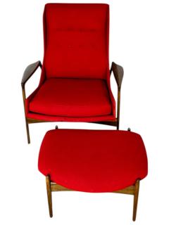 Ib Kofod Larsen Lounge Chair and Ottoman Denmark 1960 - 4218008
